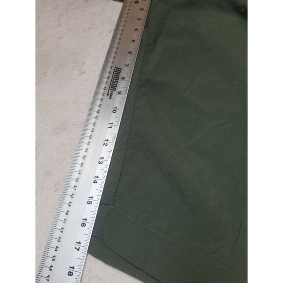 Early Winters Womens Medium High Rise Pleated Cropped Capri Pants Green Casual - Picture 7 of 7